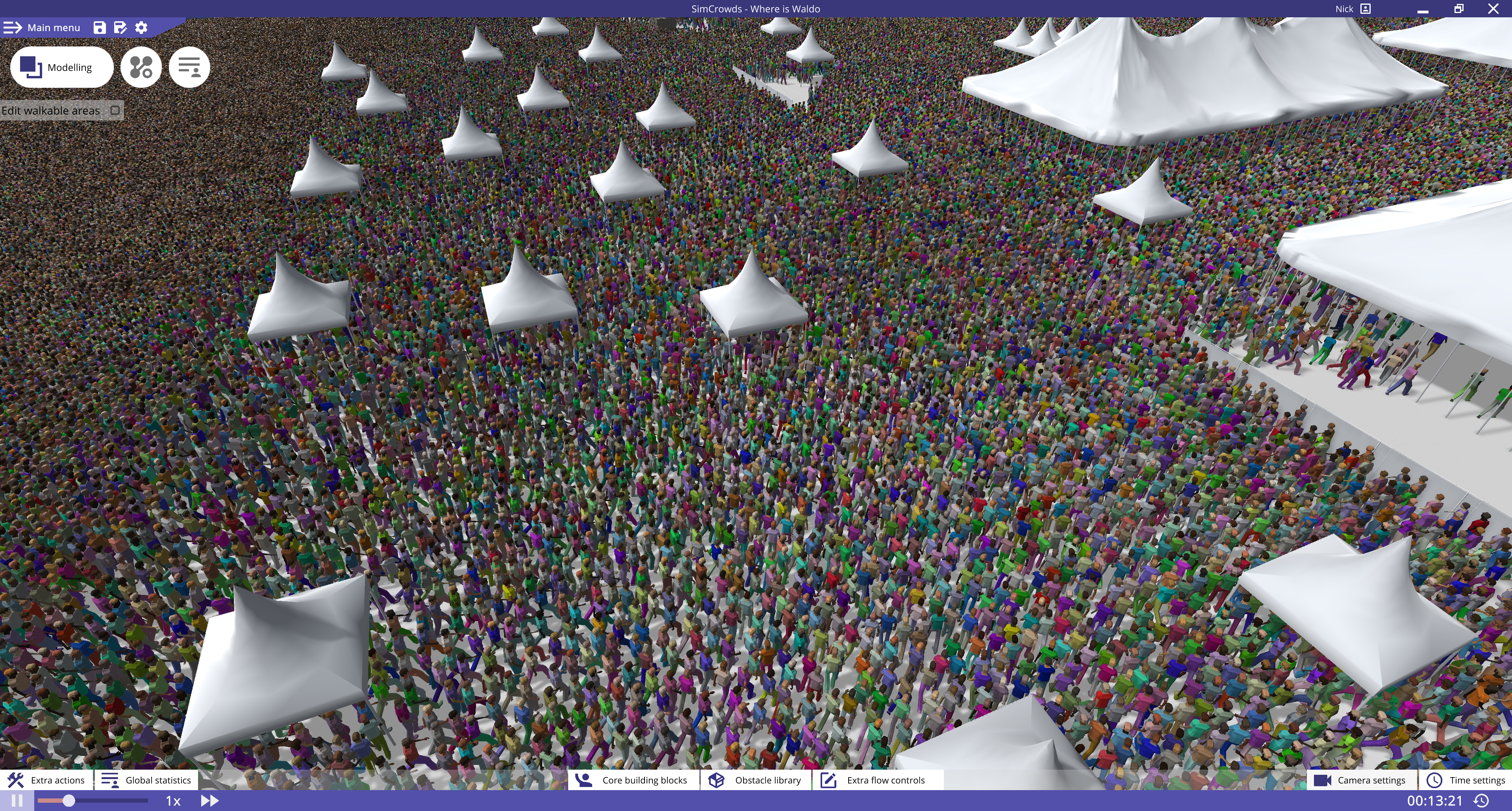 Find Waldo in a crowd of 150000 people in SimCrowds - 1