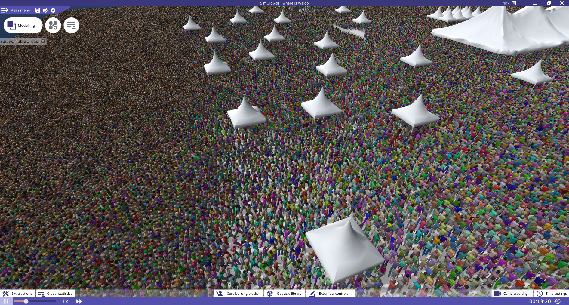 Find Waldo in a crowd of 150000 people in SimCrowds - 3