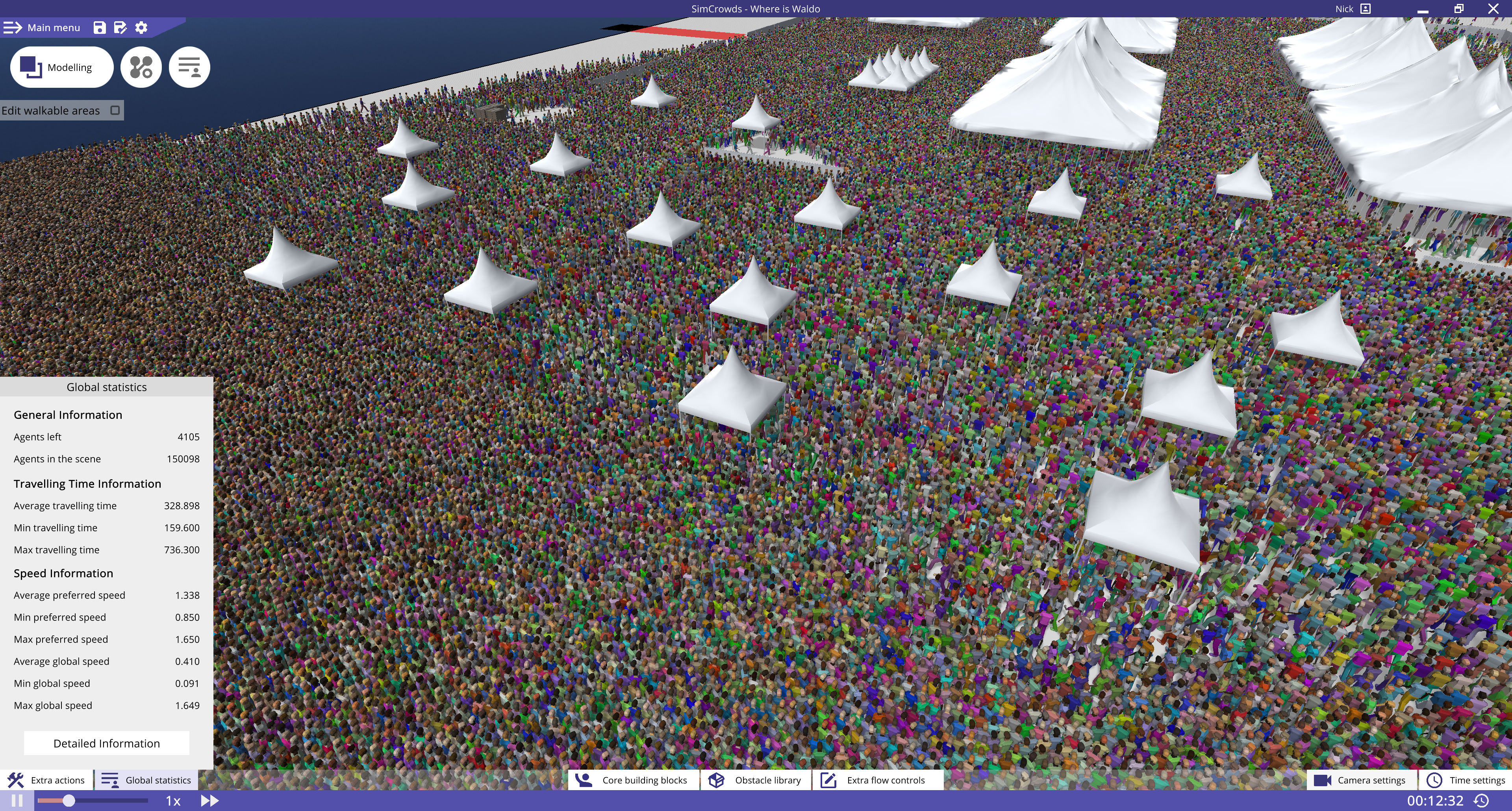 Find Waldo in a crowd of 150000 people in SimCrowds - 2